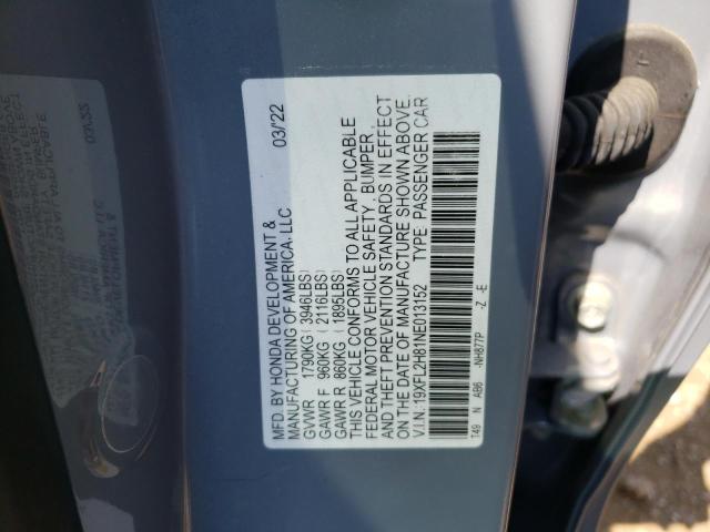 19XFL2H81NE013152 - 2022 HONDA CIVIC SPORT 蓝色 照片 13