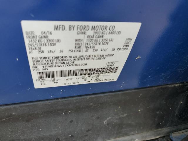 1FM5K8AT7GGD06326 - 2016 FORD EXPLORER POLICE INTERCEPTOR 蓝色 照片 14