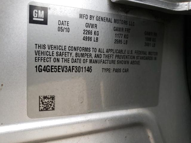 1G4GE5EV3AF301146 - 2010 BUICK LACROSSE CXS SILVER photo 13