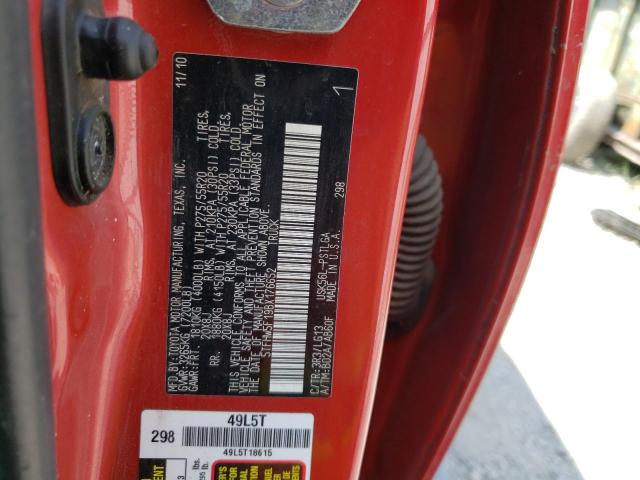 5TFHW5F19BX176652 - 2011 TOYOTA TUNDRA CREWMAX LIMITED RED photo 12