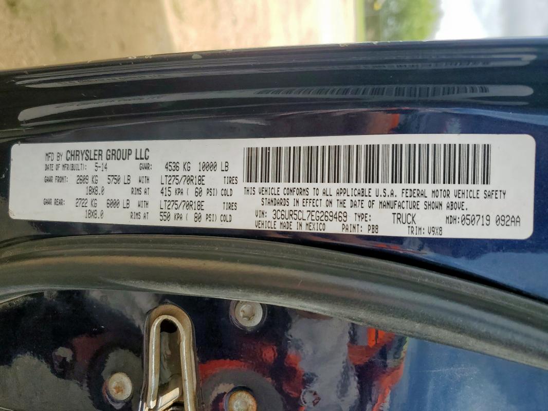 3C6UR5CL7EG269469 - 2014 RAM 2500 ST BLUE photo 12