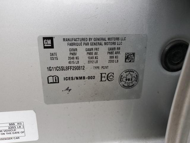 1G11C5SL8FF290812 - 2015 CHEVROLET MALIBU 1LT 银色 照片 12