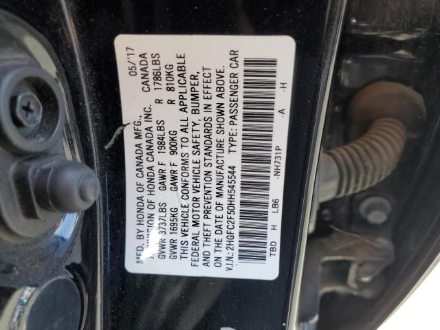 2HGFC2F50HH545544 - 2017 HONDA CIVIC LX Czarny zdjęcie 12