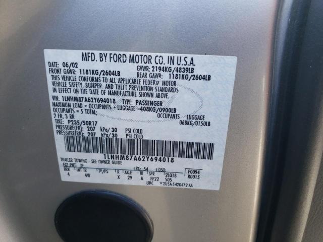 1LNHM87A62Y694018 - 2002 LINCOLN LS Gümüş foto 12