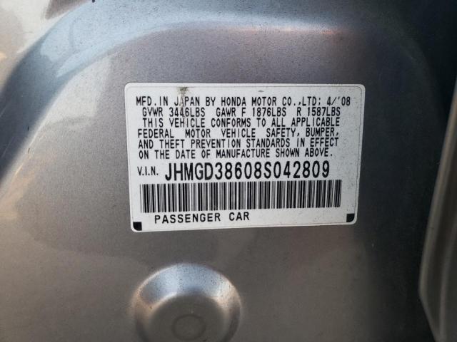 JHMGD38608S042809 - 2008 HONDA FIT SPORT SILVER photo 12