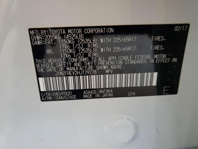 JTMZFREV2HJ129278 - 2017 TOYOTA RAV4 LE თეთრი ფოტო 13