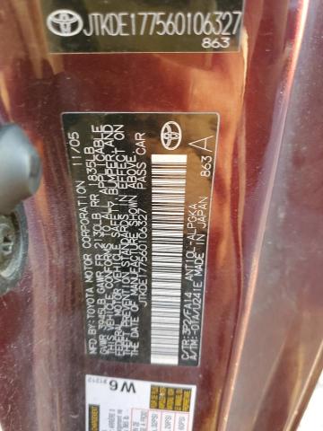 JTKDE177560106327 - 2006 TOYOTA SCION TC 勃艮第红 照片 12