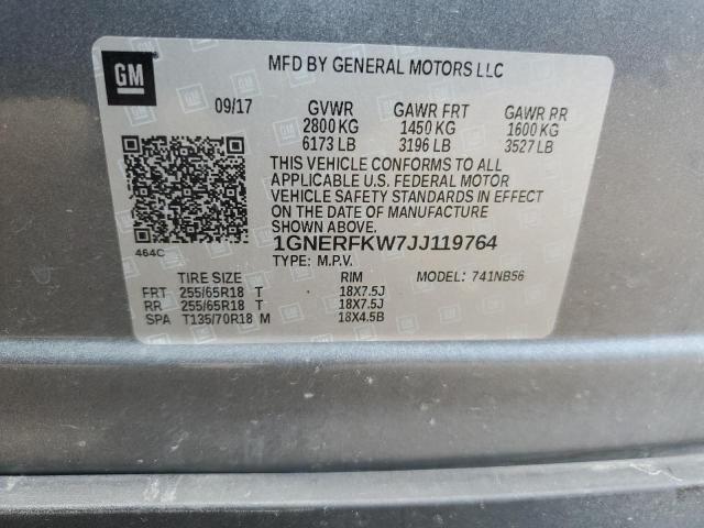 1GNERFKW7JJ119764 - 2018 CHEVROLET TRAVERSE LS GRAY photo 13