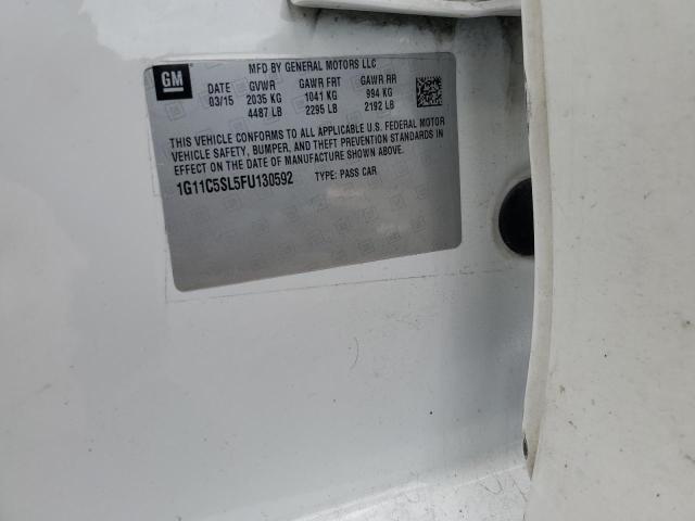 1G11C5SL5FU130592 - 2015 CHEVROLET MALIBU 1LT თეთრი ფოტო 12