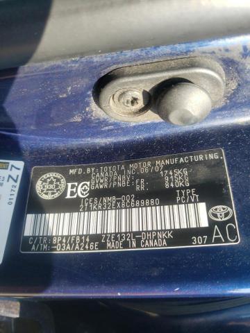 2T1KR32EX8C689880 - 2008 TOYOTA COROLLA MA XR BLUE photo 14