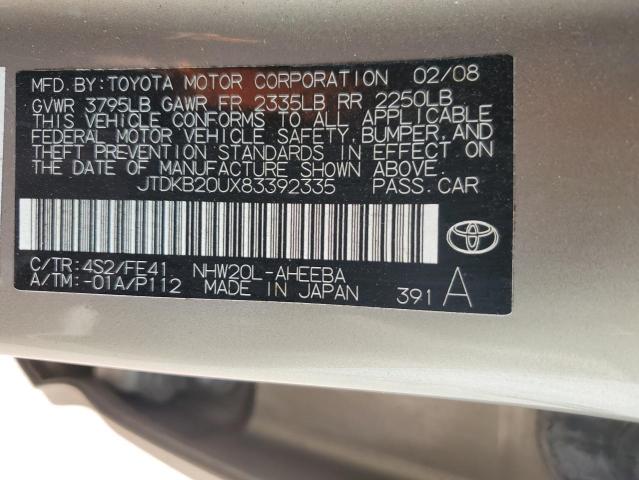 JTDKB20UX83392335 - 2008 TOYOTA PRIUS CREAM photo 12