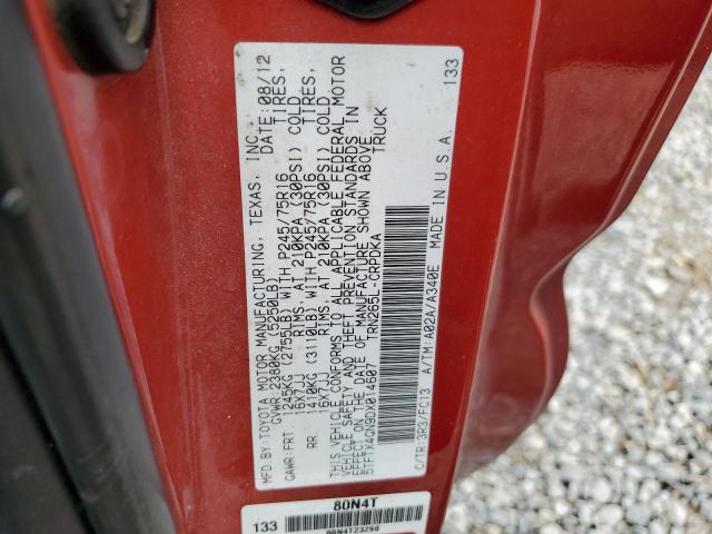 5TFTX4GN9DX014607 - 2013 TOYOTA TACOMA PRERUNNER ACCESS CAB RED photo 12