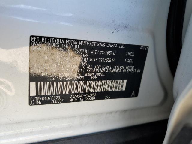 2T3F1RFV3MW192028 - 2021 TOYOTA RAV4 LE WHITE photo 13