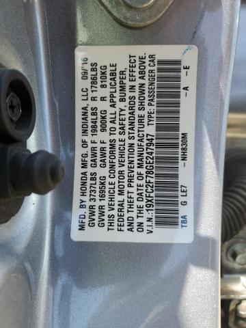 19XFC2F78GE247947 - 2016 HONDA CIVIC EX SILVER photo 12