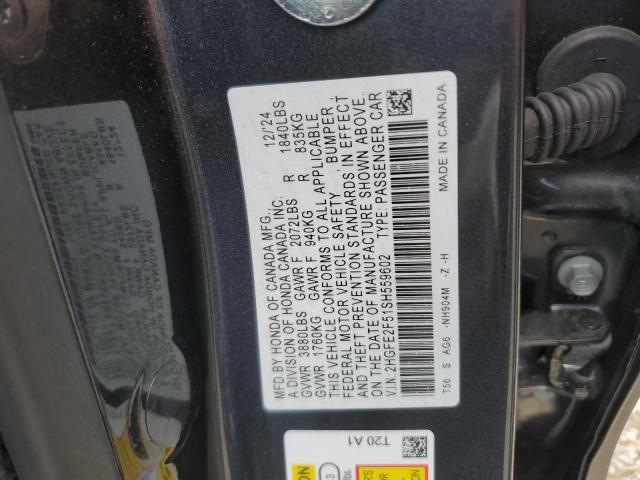 2HGFE2F51SH559602 - 2025 HONDA CIVIC SPORT CHARCOAL photo 12