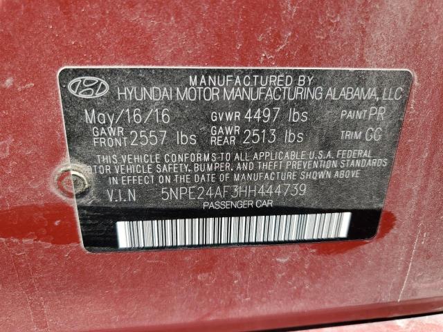 5NPE24AF3HH444739 - 2017 HYUNDAI SONATA SE RED photo 12