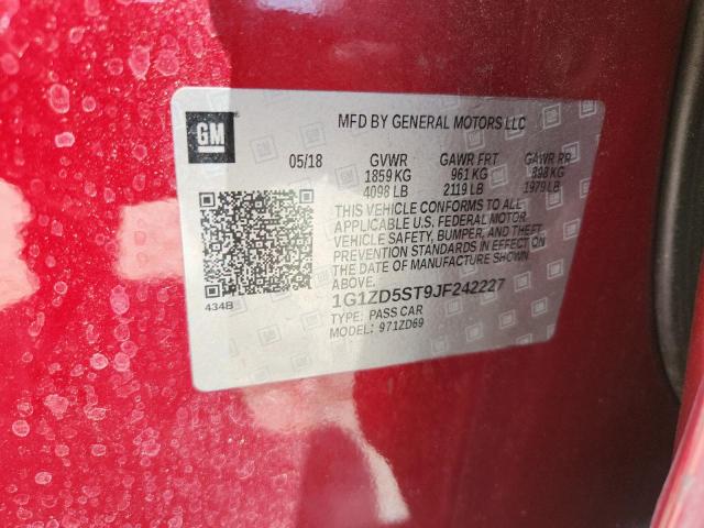 1G1ZD5ST9JF242227 - 2018 CHEVROLET MALIBU LT Червоний фото 12