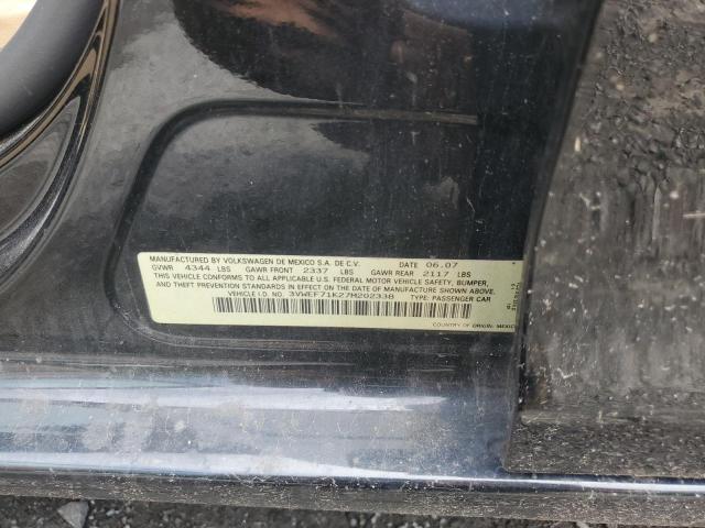 3VWEF71K27M202338 - 2007 VOLKSWAGEN JETTA WOLFSBURG 黑色 照片 12