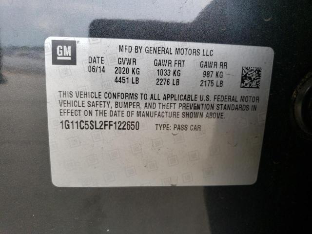 1G11C5SL2FF122650 - 2015 CHEVROLET MALIBU 1LT 灰色 照片 12