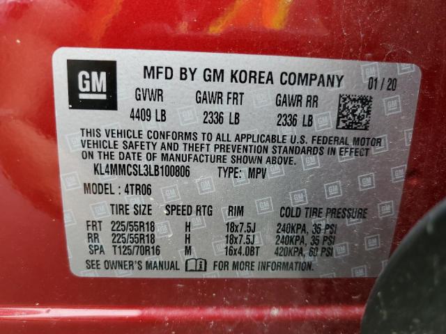 KL4MMCSL3LB100806 - 2020 BUICK ENCORE GX PREFERRED RED photo 13