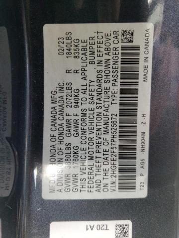 2HGFE2F57PH525672 - 2023 HONDA CIVIC SPORT 蓝色 照片 12