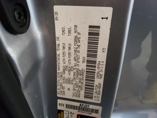 5TFUY5F18MX959523 - 2021 TOYOTA TUNDRA DOUBLE CAB SR/SR5 SILVER photo 12