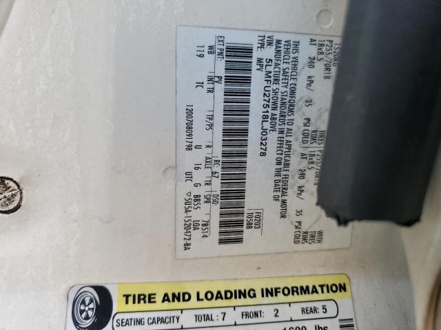 5LMFU27518LJ03278 - 2008 LINCOLN NAVIGATOR თეთრი ფოტო 13