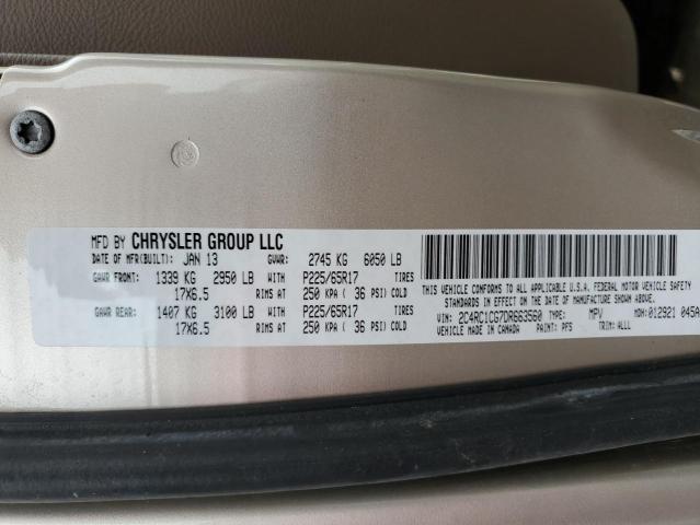 2C4RC1CG7DR663560 - 2013 CHRYSLER TOWN & COU TOURING L GOLD photo 12