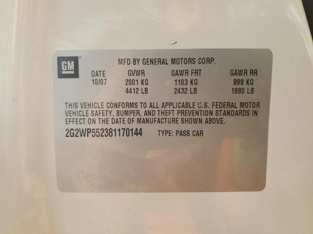 2G2WP552381170144 - 2008 PONTIAC GRAND PRIX 白色 照片 12