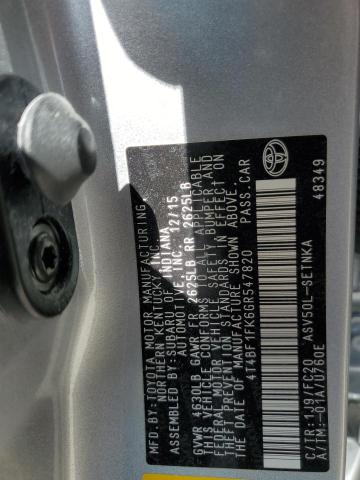 4T4BF1FK6GR547820 - 2016 TOYOTA CAMRY LE SILVER photo 12