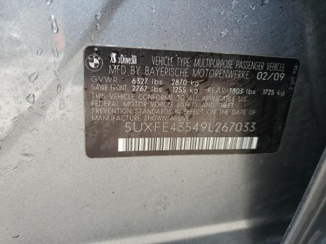 5UXFE43549L267033 - 2009 BMW X5 XDRIVE30I GRAY photo 13