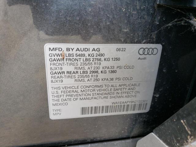 WA1EAAFY9N2132301 - 2022 AUDI Q5 PREMIUM PLUS 45 GRAY photo 12