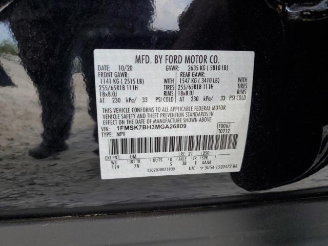 1FMSK7BH3MGA26809 - 2021 FORD EXPLORER BLACK photo 13