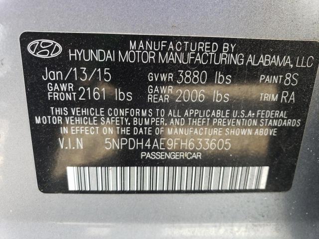 5NPDH4AE9FH633605 - 2015 HYUNDAI ELANTRA SE SILVER photo 12