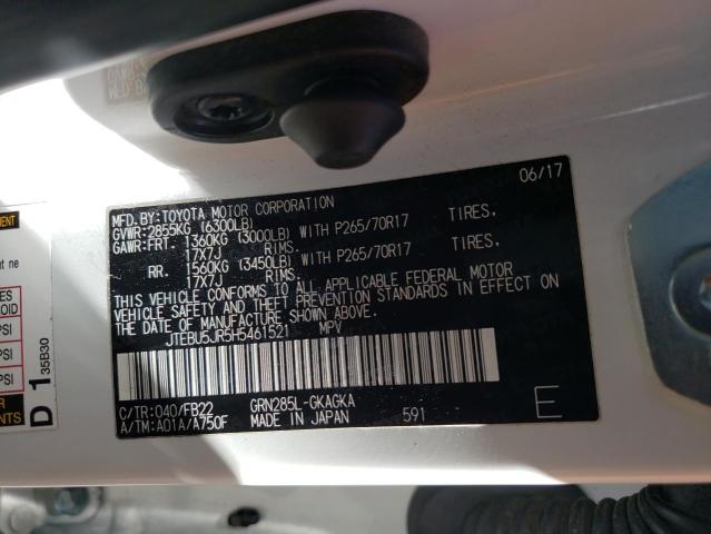 JTEBU5JR5H5461521 - 2017 TOYOTA 4RUNNER SR5/SR5 PREMIUM 白色 照片 13