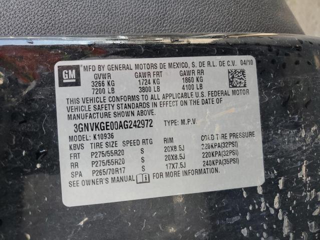 3GNVKGE00AG242972 - 2010 CHEVROLET AVALANCHE LTZ BLACK photo 12