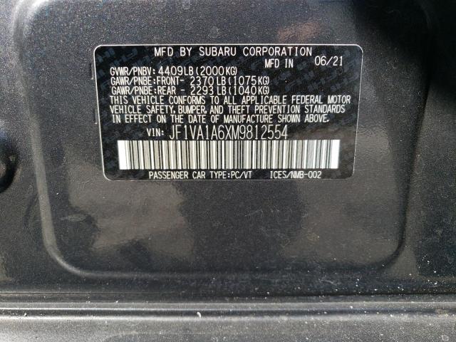 JF1VA1A6XM9812554 - 2021 SUBARU WRX GRAY photo 12