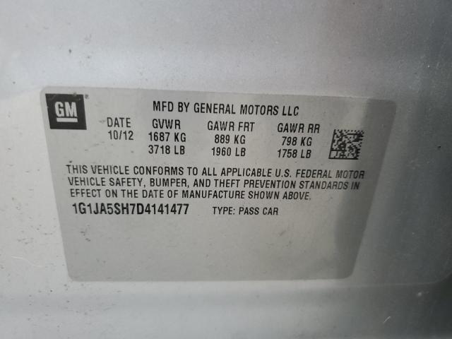 1G1JA5SH7D4141477 - 2013 CHEVROLET SONIC LS Gümüş foto 12