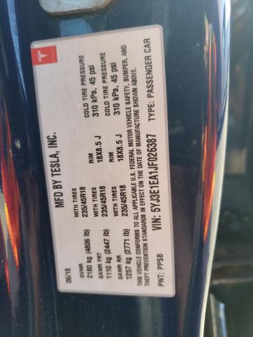 5YJ3E1EA1JF026387 - 2018 TESLA MODEL 3 BLUE photo 12