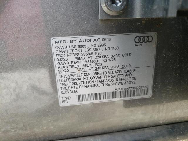 WA1LAAF76HD021552 - 2017 AUDI Q7 PREMIUM PLUS GRAY photo 13