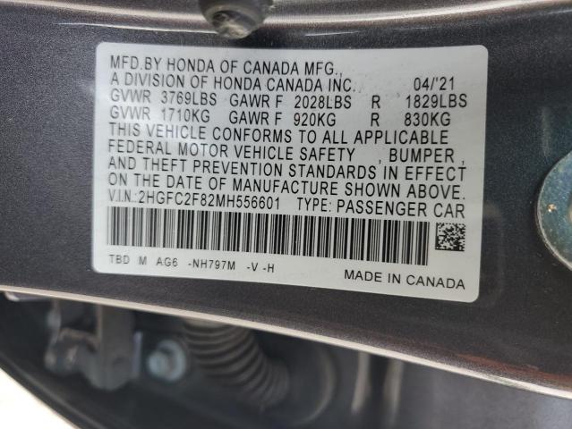 2HGFC2F82MH556601 - 2021 HONDA CIVIC SPORT 石墨色 照片 12