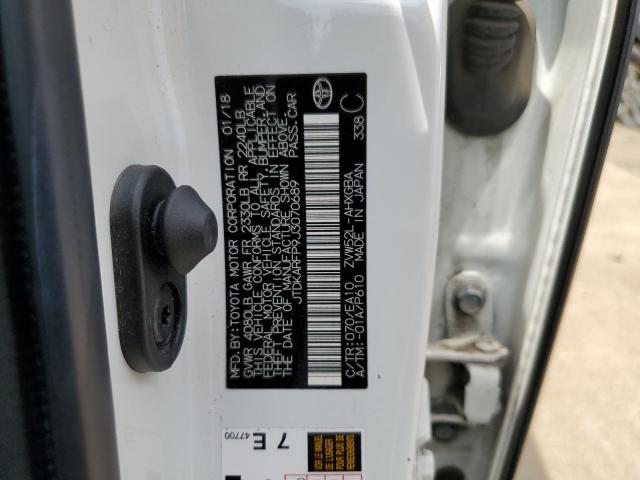 JTDKARFP9J3070689 - 2018 TOYOTA PRIUS PRIM თეთრი ფოტო 13