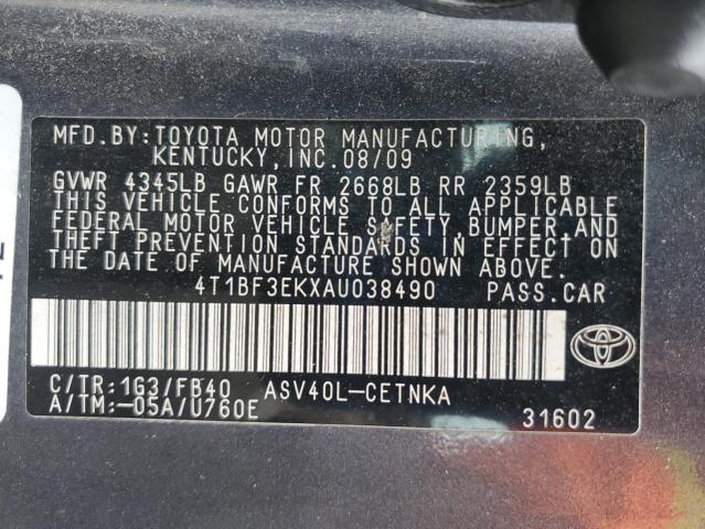 4T1BF3EKXAU038490 - 2010 TOYOTA CAMRY BASE CHARCOAL photo 12