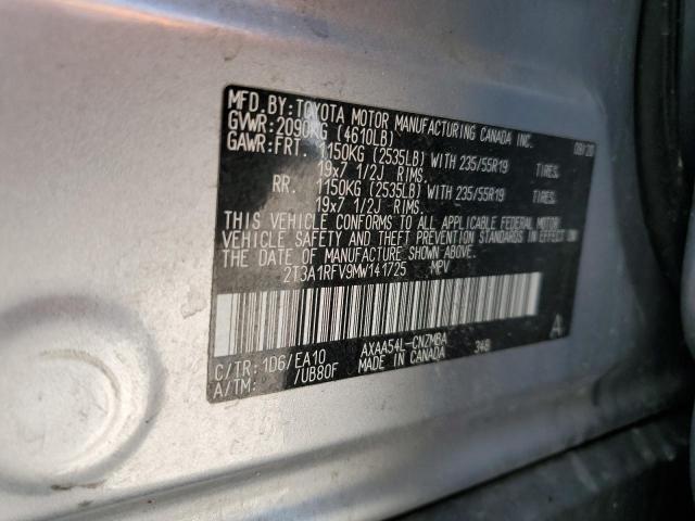 2T3A1RFV9MW141725 - 2021 TOYOTA RAV4 XLE PREMIUM GRAY photo 12