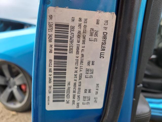 2B3LA73W28H163826 - 2008 DODGE CHARGER SRT-8 BLUE photo 13