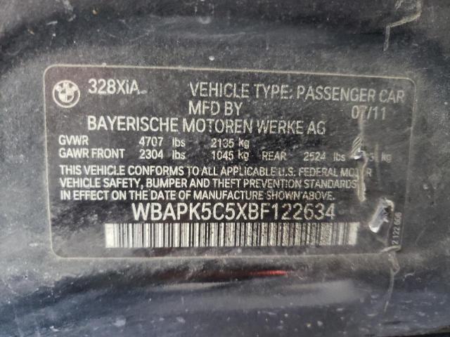 WBAPK5C5XBF122634 - 2011 BMW 328 XI SULEV BLACK photo 12