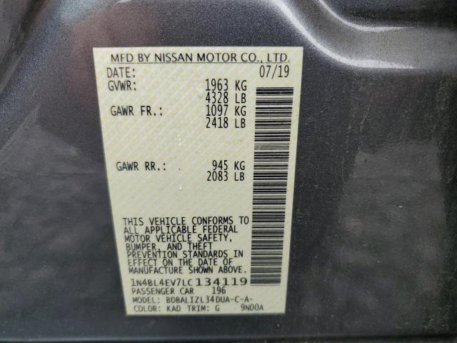 1N4BL4EV7LC134119 - 2020 NISSAN ALTIMA SL GRAY photo 13