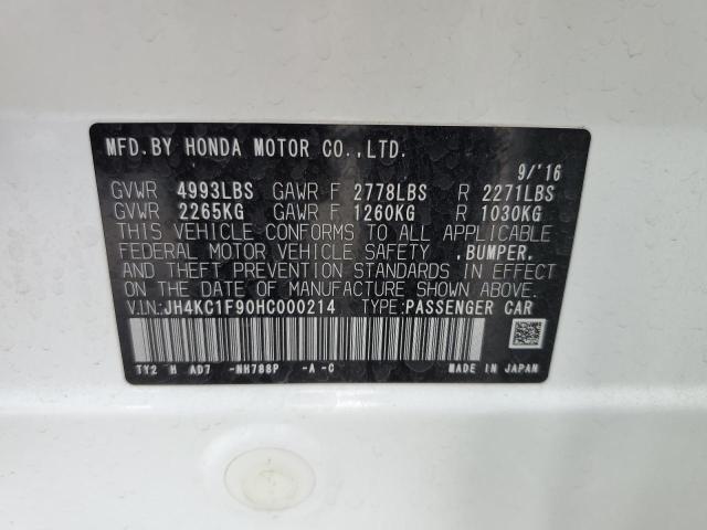 JH4KC1F90HC000214 - 2017 ACURA RLX ADVANCE WHITE photo 12