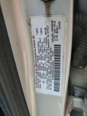 5TEGN92NX4Z400862 - 2004 TOYOTA TACOMA DOUBLE CAB PRERUNNER SILVER photo 12