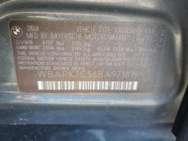 WBAPK7C56BA971619 - 2011 BMW 328 XI GRAY photo 12